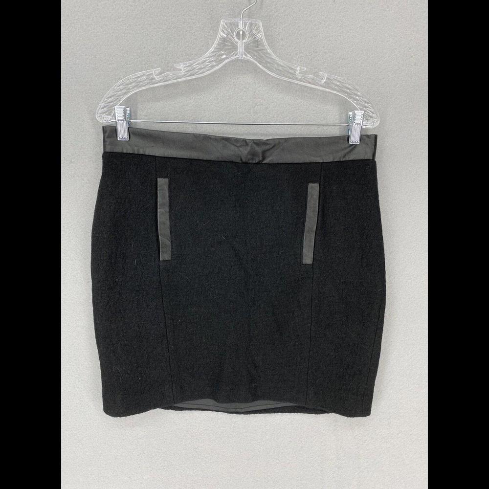 French Connection Womens Skirt Size 12 Black Wool Winter Walk Straight Mini NWT